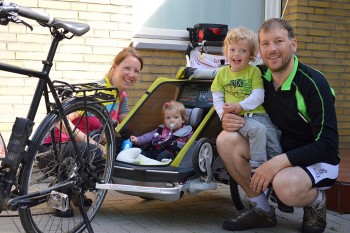 Familie Reinsch vor Antritt ihrer 1600 km langen Radreise durch Deutschland