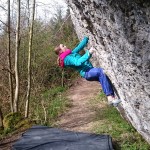 "...am wohlsten f&uuml;hlt sich der Scarpa Drago im &Uuml;berhang ... " | Foto: Chiara Hanke