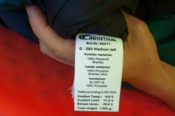 Das Temperaturprofil des Carinthia G 280 zeigt klar: es handelt sich um einen Drei-Jahreszeiten-Schlafsack mit solider Reserve f&uuml;r Minusgrade. |Foto: Stefan Rehm