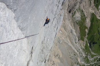Der berühmte Plattenpanzer des "Weg durch den Fisch" an der Marmolada. | Foto: David Lochner