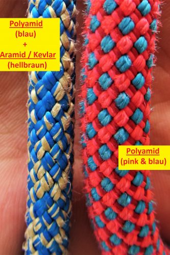 Mit nur 6 Millimetern Durchmesser ist die Rapline nicht nur extrem dünn, sondern auch anders gewebt als ein normales Einfachseil - sie besteht nicht nur aus Polyamidfasern, sondern auch aus eingeflochtenem Aramid (Kevlar). | Foto: Benedikt Hirschmann