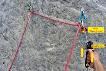 Die einfachste Möglichkeit - Nachziehen mithilfe einer Steigklemme. | Foto: Benedikt Hirschmann