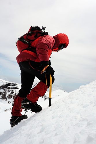 Die Annapura Jacket von Mountain Equipment im Einsatz. | Foto: David Kurz/Ramón Schweden