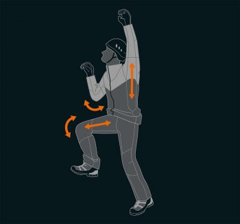 Die ergonomische Schnittf&uuml;hrung auf Basis der menschlichen Anatomie und Verwendung elastsicher Materialien erm&ouml;glichen eine uneingeschr&auml;nkte Bewegungsfreiheit. | Foto: Mammut