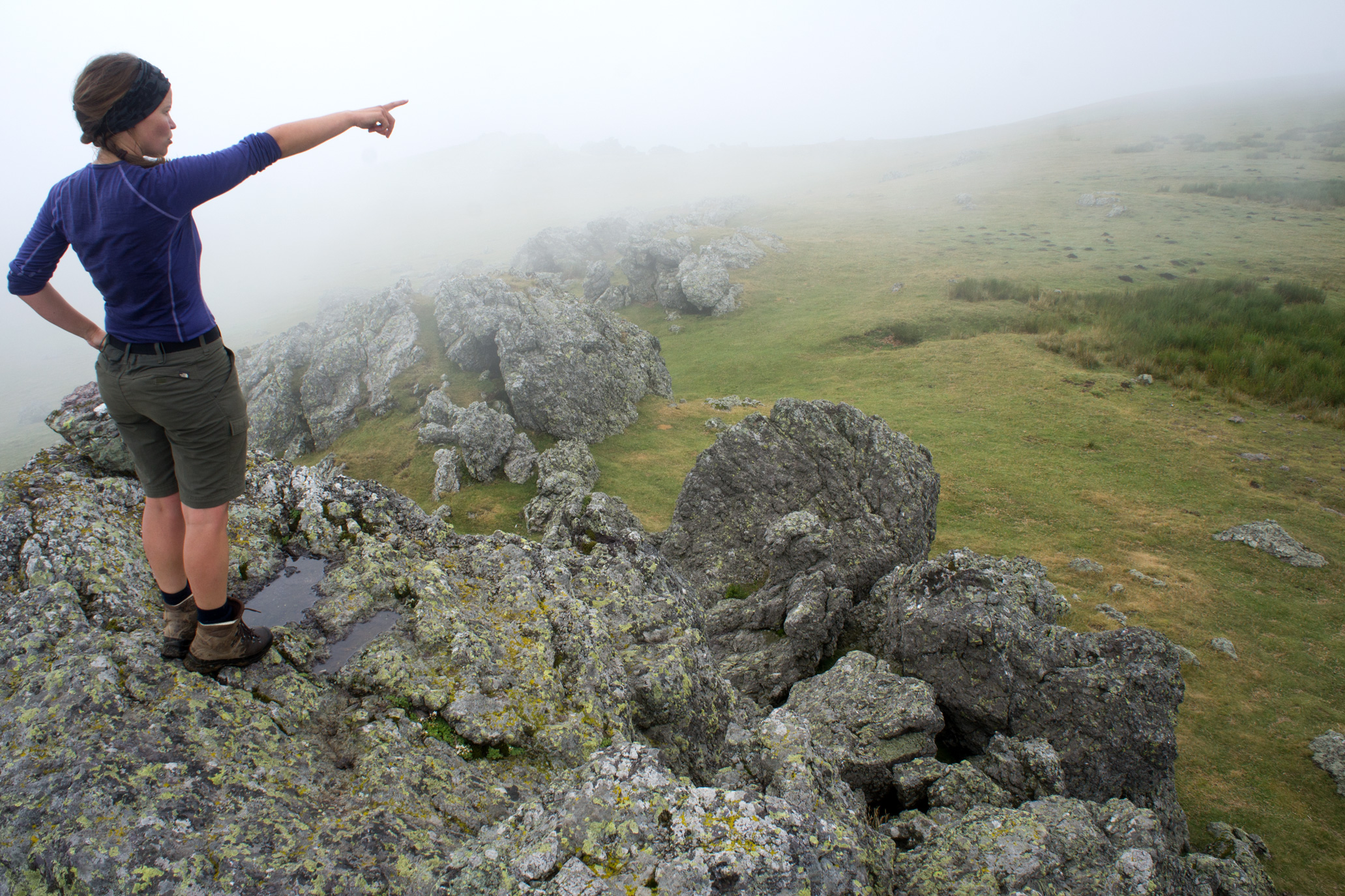 Auf dem 1.465 Meter hohen Okabe stecken wir in dichtem Nebel. | Foto: Arnold Zimprich
