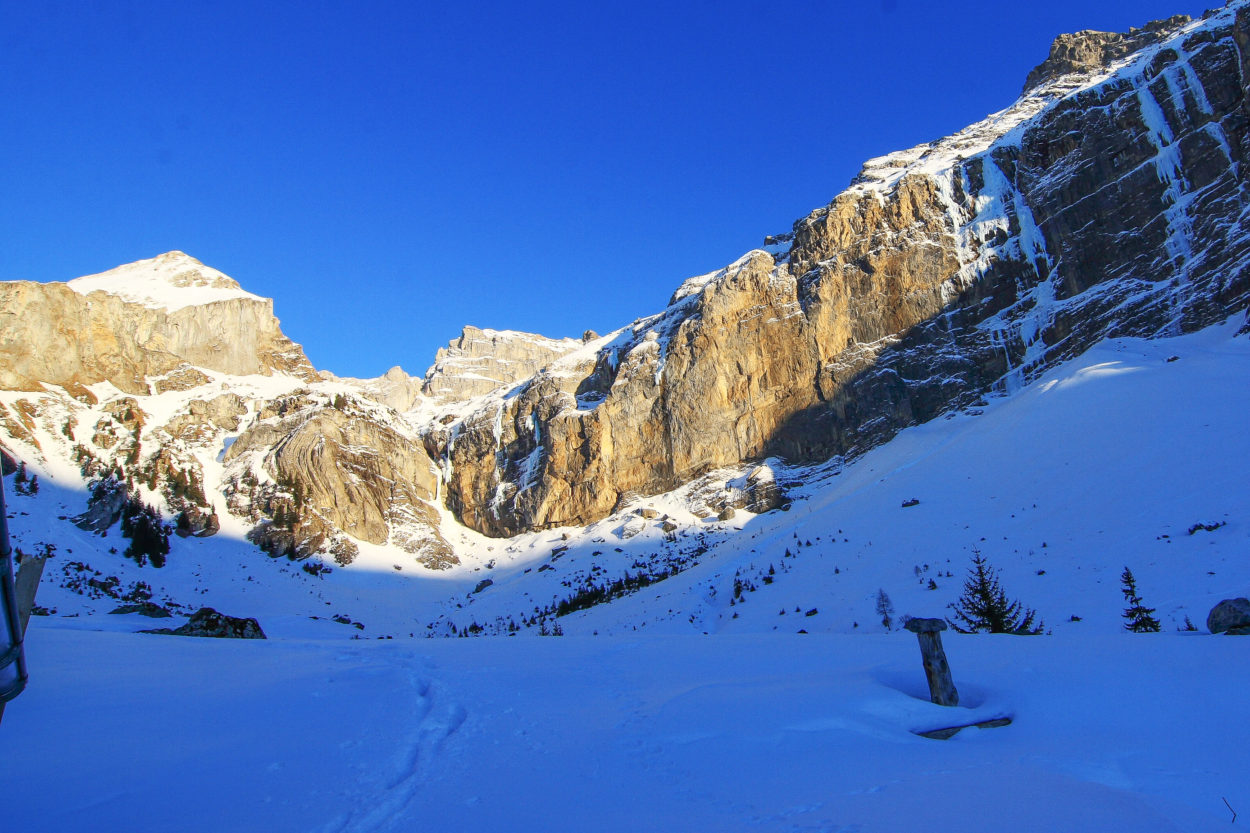 Die Breitwangflue im Abendlicht von der Alp Giesenen. | Foto: Franz M&ouml;sbauer