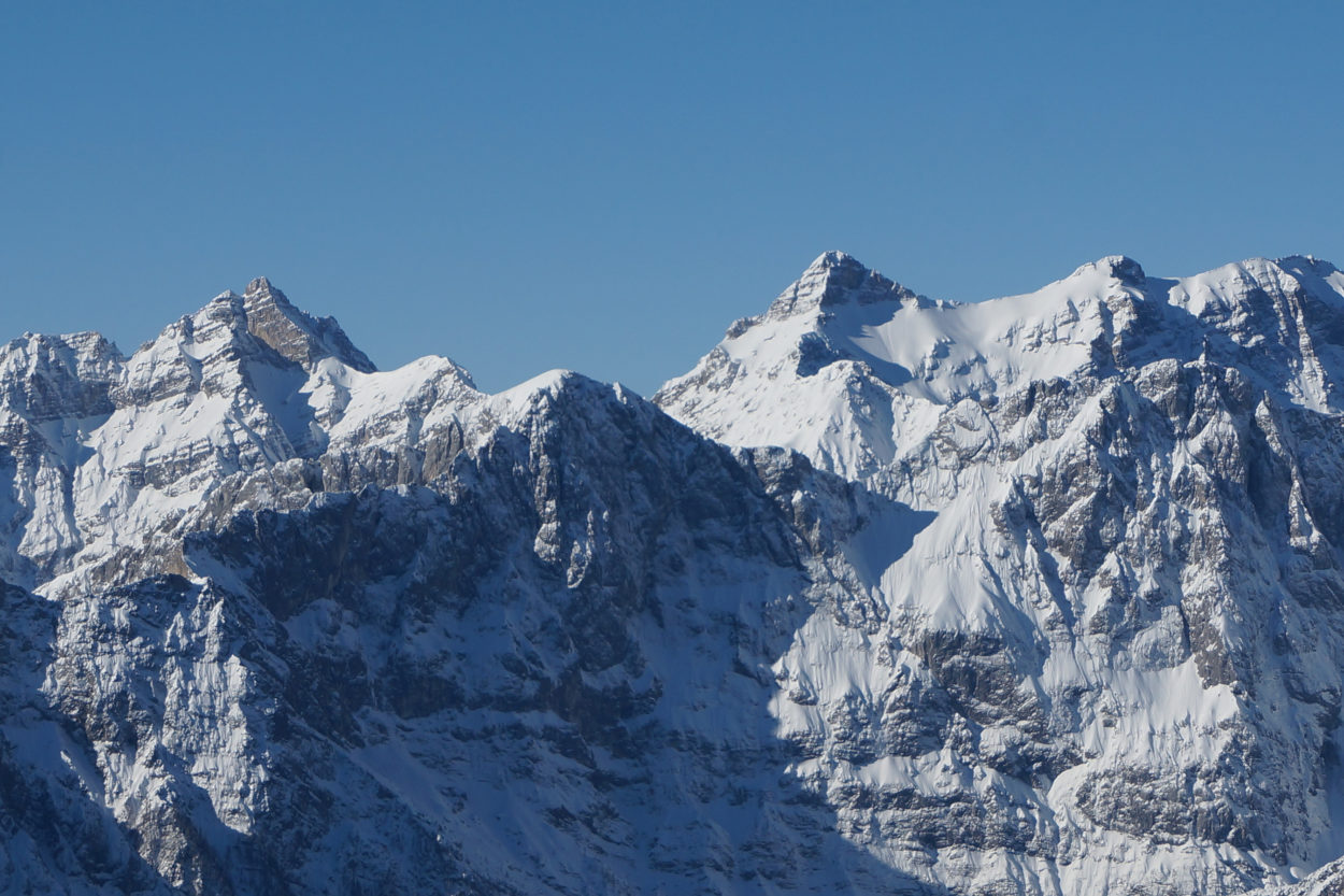 Die höchsten Karwendelberge - Kaltwasserkarspitze, Birkkarspitze und Ödkarspitzen (v.l.n.r.) - sind vom Schafreuter gleich vis-a-vis. | Foto: Arnold Zimprich