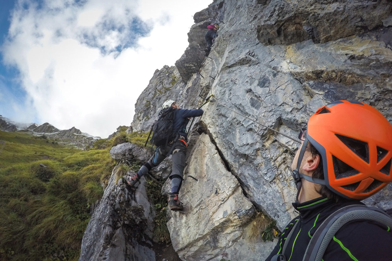 Kletterer am Klettersteig Zittergrat