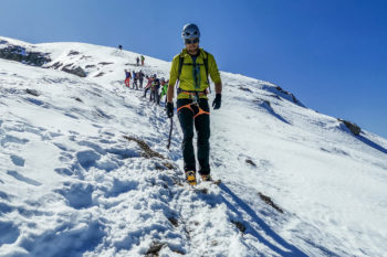 Franz G&uuml;ntner beim Abstieg von der Marmolada. 