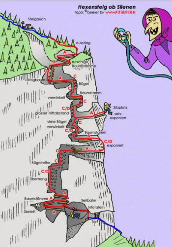 Karte mit Routenverlauf des Hexensteigs